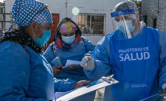 Medical workers prepare to carry out COVID-19 tests in Buenos Aires, Argentina. Medical workers prepare to carry out COVID-19 tests in Buenos Aires, Argentina.