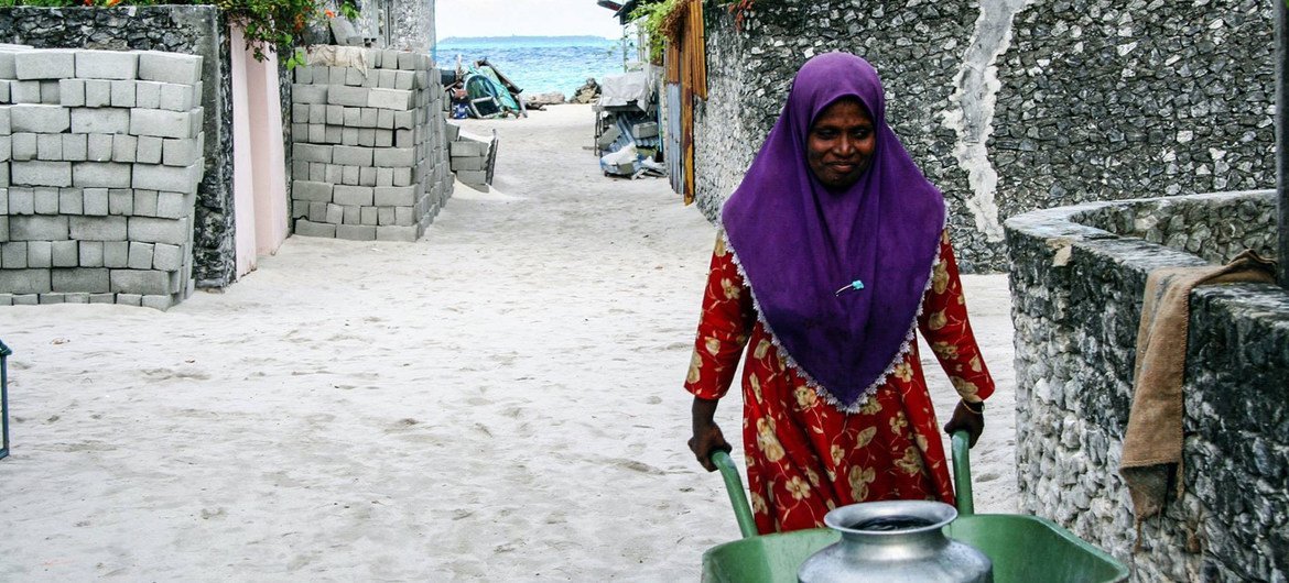 Water shortages exacerbated by climate change are affecting the Maldives' low-lying islands. Water shortages exacerbated by climate change are affecting the Maldives' low-lying islands.