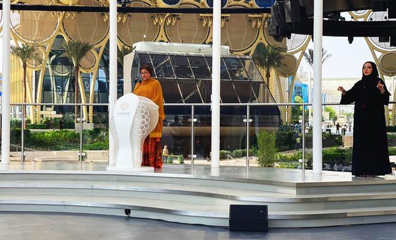 Deputy Secretary-General Amina Mohammed delivers UN Day speech at Expo 2020 in Dubai, UAE. Deputy Secretary-General Amina Mohammed delivers UN Day speech at Expo 2020 in Dubai, UAE.