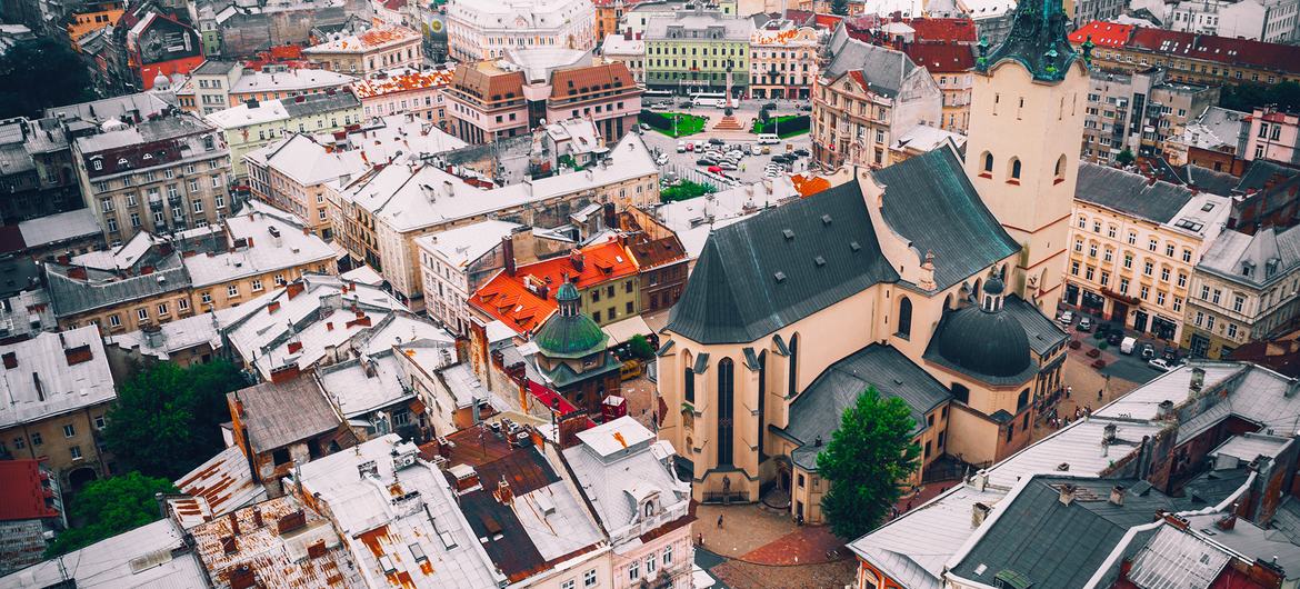 Aerial view of L'viv, Ukraine. Aerial view of L'viv, Ukraine.