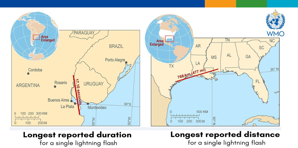 World Meteorological Organization certifies two megaflash lightning records in notorious hotspots in North and South America. World Meteorological Organization certifies two megaflash lightning records in notorious hotspots in North and South America.