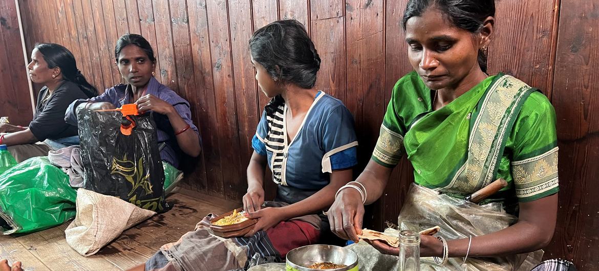 Sri Lanka, Ramboda'daki Blue Field çay evindeki fabrikada öğle yemeği vakti.