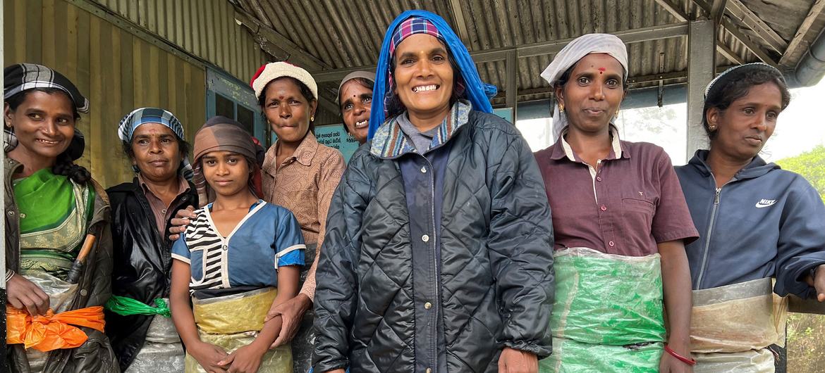 Sri Lanka, Ramboda'da Blue Field çay arazisindeki işçiler yağmurlu bir günde plantasyondaki vardiyalar arasında mola veriyor.