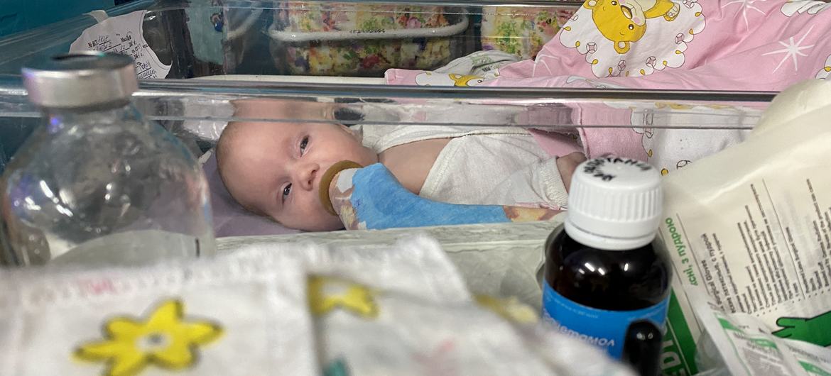 A baby is cared for in a makeshift perinatal centre located in the basement of a medical complex in Saltivka, a residential district in Kharkiv, Ukraine. A baby is cared for in a makeshift perinatal centre located in the basement of a medical complex in Saltivka, a residential district in Kharkiv, Ukraine.