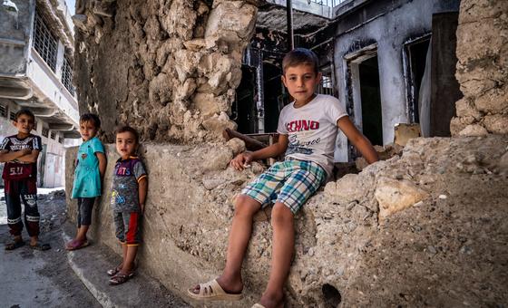 A young boy recalls the sound of shelling and bombardment which damaged his house during the war in Mosul, Iraq. A young boy recalls the sound of shelling and bombardment which damaged his house during the war in Mosul, Iraq.