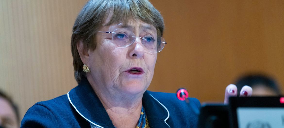 UN High Commissioner for Human Rights, Michelle Bachelet, addresses the Human Rights Council at an urgent debate on the situation in Ukraine. UN High Commissioner for Human Rights, Michelle Bachelet, addresses the Human Rights Council at an urgent debate on the situation in Ukraine.