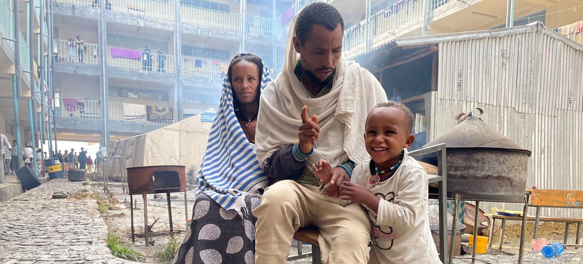 A family from Samre, in southwestern Tigray, walked for two days to reach a camp for displaced people in Mekelle. A family from Samre, in southwestern Tigray, walked for two days to reach a camp for displaced people in Mekelle.