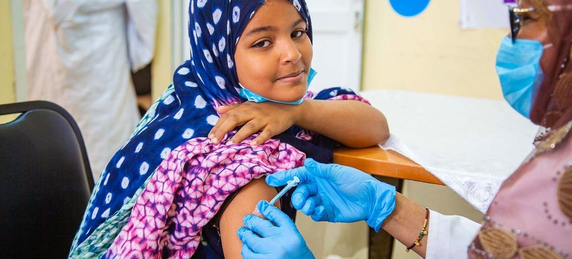 A young girl receives one of the first doses of the Human Papillomavirus (HPV) vaccine in Mauritania. A young girl receives one of the first doses of the Human Papillomavirus (HPV) vaccine in Mauritania.