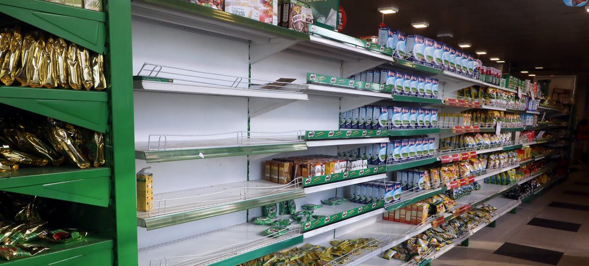 Empty racks due to the lack of supplies of the supermarkets in Colombo, Sri Lanka. (FIle) Empty racks due to the lack of supplies of the supermarkets in Colombo, Sri Lanka. (FIle)