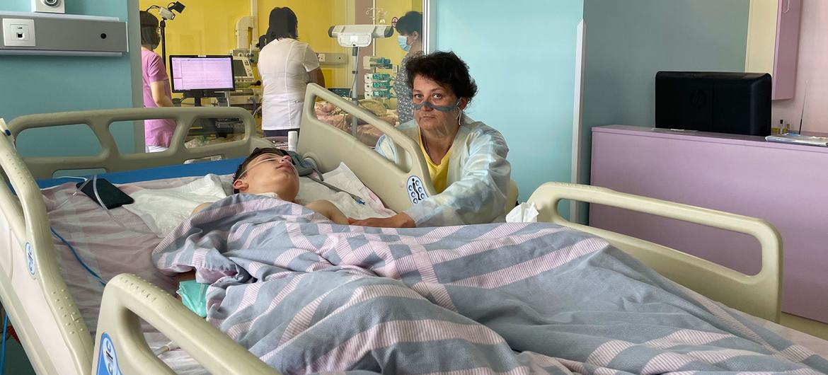 At a hospital in western Ukraine, doctors managed to remove a four-centimeter-long fragment of shrapnel and save a 13-year-old boy's life after he was seriously wounded by shelling in eastern Ukraine.