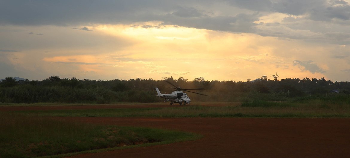 A helicopter takes off from a MONUSCO base in Beni, North Kivu, for a reconnaissance mission. (file photo) A helicopter takes off from a MONUSCO base in Beni, North Kivu, for a reconnaissance mission. (file photo)