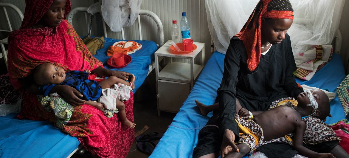 Malnourished children in the Hospital's therapeutic nutrition unit in Chad's capital, N'Djamena. Malnourished children in the Hospital's therapeutic nutrition unit in Chad's capital, N'Djamena.