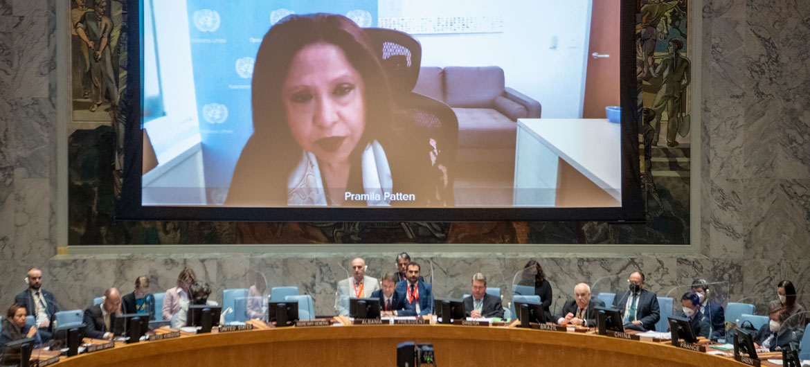 Genel Sekreter'in Çatışmalarda Cinsel Şiddet Özel Temsilcisi Pramila Patten, BM Güvenlik Konseyi üyelerine brifing veriyor.