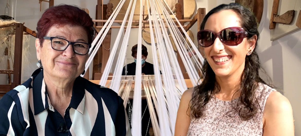 Flora Hadjigeorgiou (left) and Hande Toycan are using their love of weaving to bridge the divide in Cyprus. Flora Hadjigeorgiou (left) and Hande Toycan are using their love of weaving to bridge the divide in Cyprus.