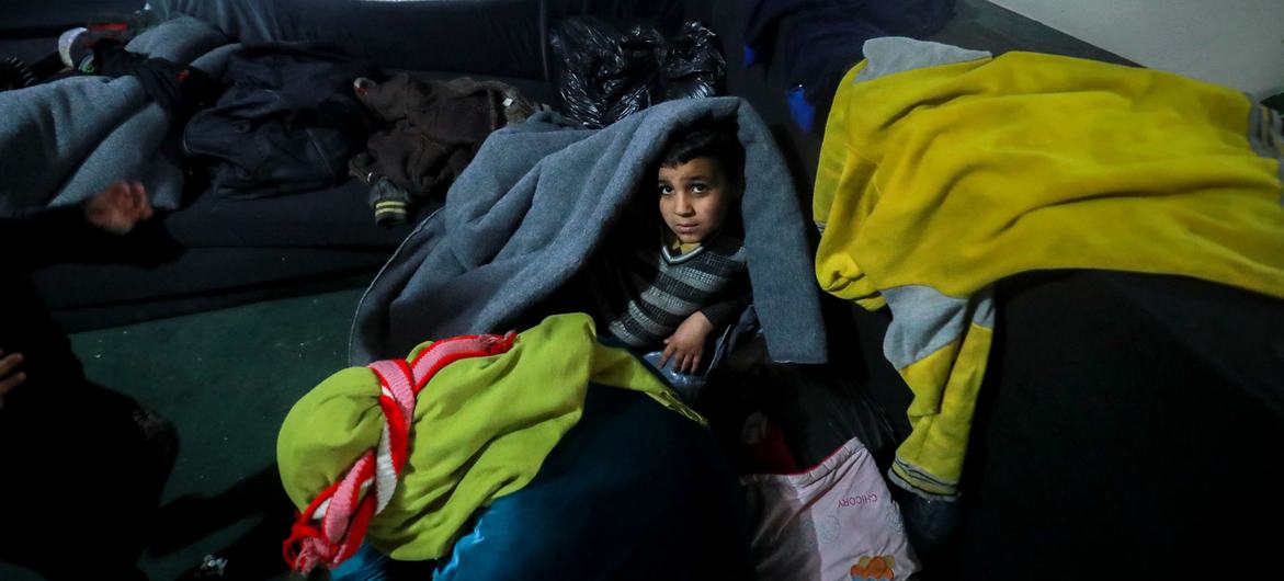 Internally displaced families in Musab Bin Omair mosque, Tal Hajar, Hasakah city, northeast Syria on 27 January 2022. Internally displaced families in Musab Bin Omair mosque, Tal Hajar, Hasakah city, northeast Syria on 27 January 2022.