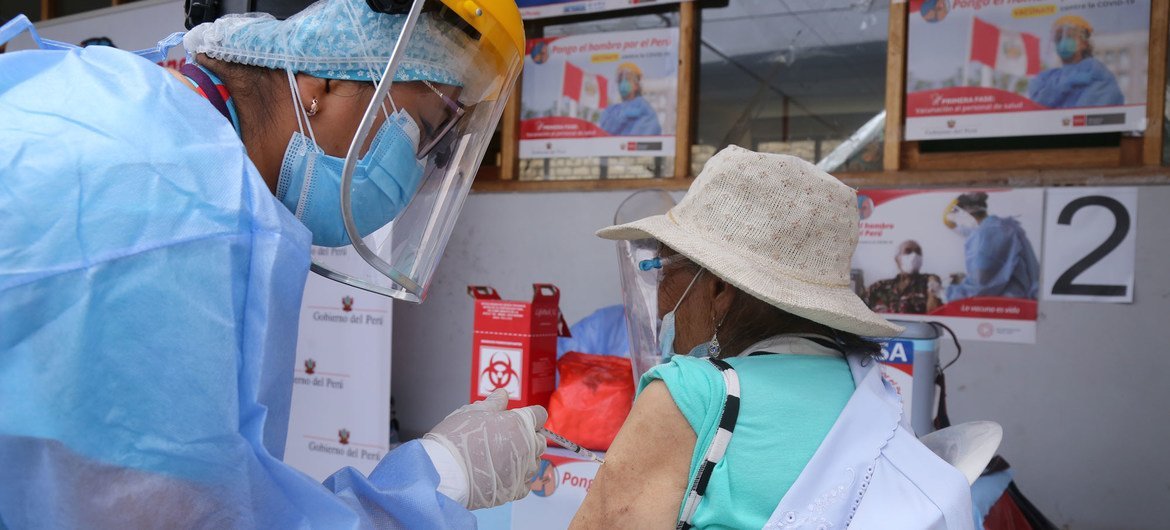 Older adults started to receive COVID-19 vaccines in Lima, Peru at the end of March 2021.