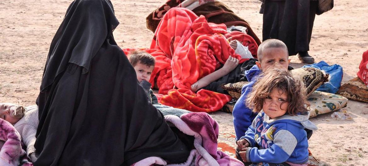 A displaced family in the Al-Hol camp in Syria. A displaced family in the Al-Hol camp in Syria.