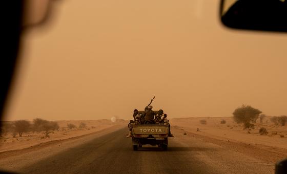 Nigerian military in the Agadez region of the Sahara desert in Niger. Nigerian military in the Agadez region of the Sahara desert in Niger.
