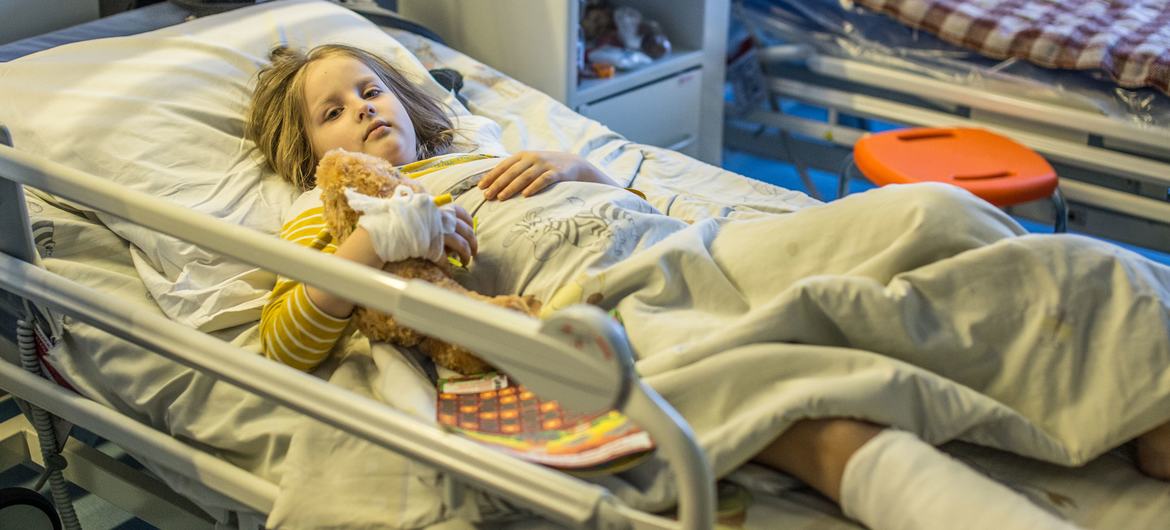 Shelling killed six-year-old Milana's mother. She is now recovering after surgery at a children's hospital in Kyiv, Ukraine. Shelling killed six-year-old Milana's mother. She is now recovering after surgery at a children's hospital in Kyiv, Ukraine.