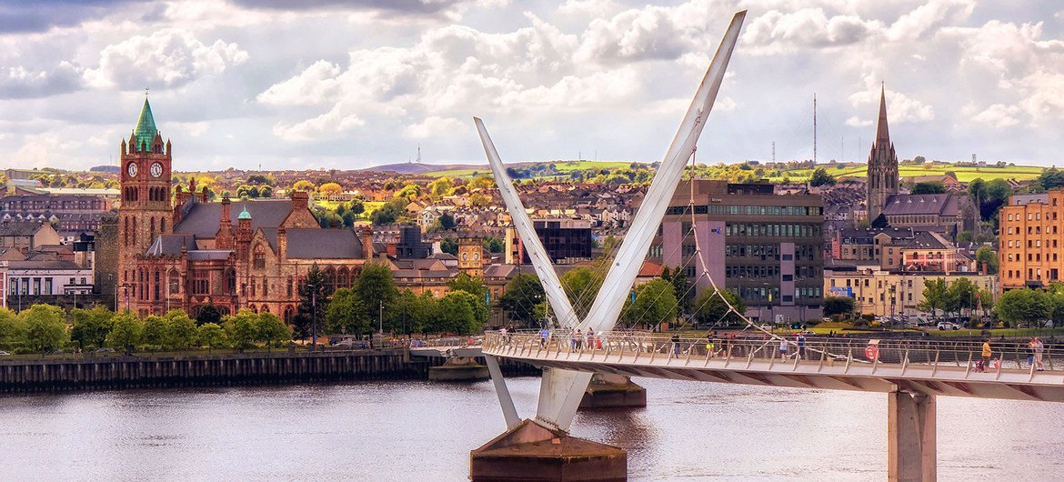The Peace Bridge in Derry, Northern Ireland. The Peace Bridge in Derry, Northern Ireland.