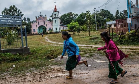 Students walk back home after school in Loikaw, Kayah State, Myanmar. Students walk back home after school in Loikaw, Kayah State, Myanmar.