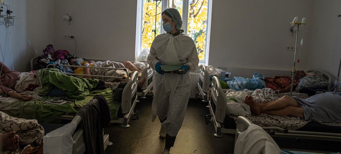 Patients are treated for COVID-19 at a hospital in Kramatorsk, Ukraine. Patients are treated for COVID-19 at a hospital in Kramatorsk, Ukraine.
