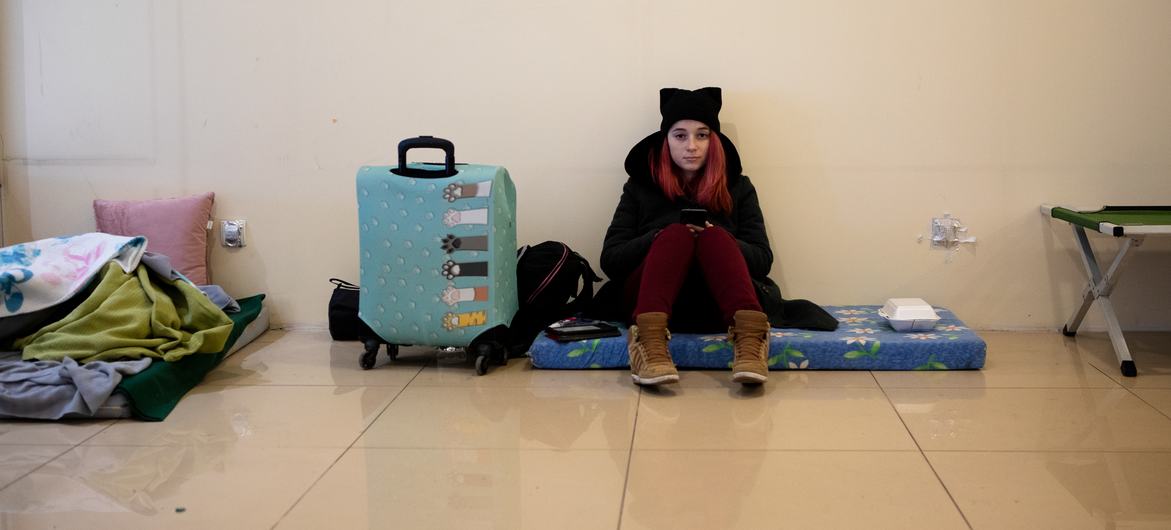 A girl who fled Ukraine, in a refugee centre in Poland. A girl who fled Ukraine, in a refugee centre in Poland.