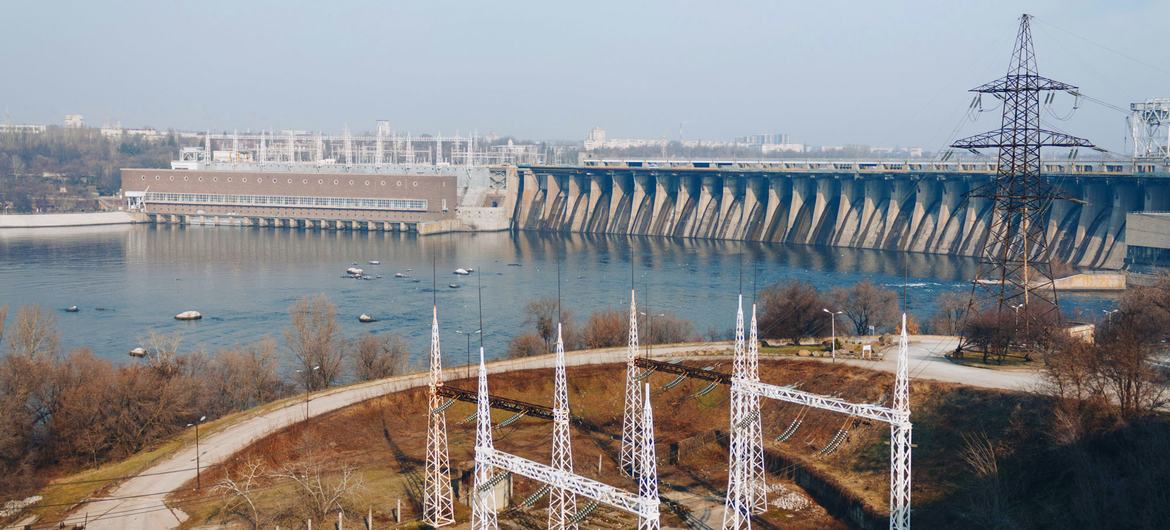 The Dnieper hydroelectric power station in Zaporizhzhia, Ukraine.