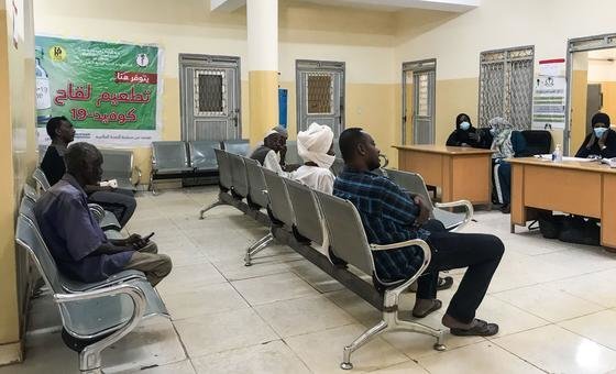 Patients in a wating room of a health facility in Sudan. Patients in a wating room of a health facility in Sudan.