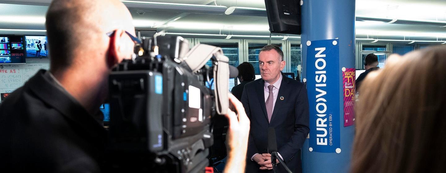Noel Curran, Director-General of the European Broadcasting Union (EBU) during the Signature of Letter of Intent to Cooperate between the United Nations Office at Geneva and the European Broadcasting Union on 19 November 2018. Noel Curran, Director-General of the European Broadcasting Union (EBU) during the Signature of Letter of Intent to Cooperate between the United Nations Office at Geneva and the European Broadcasting Union on 19 November 2018.