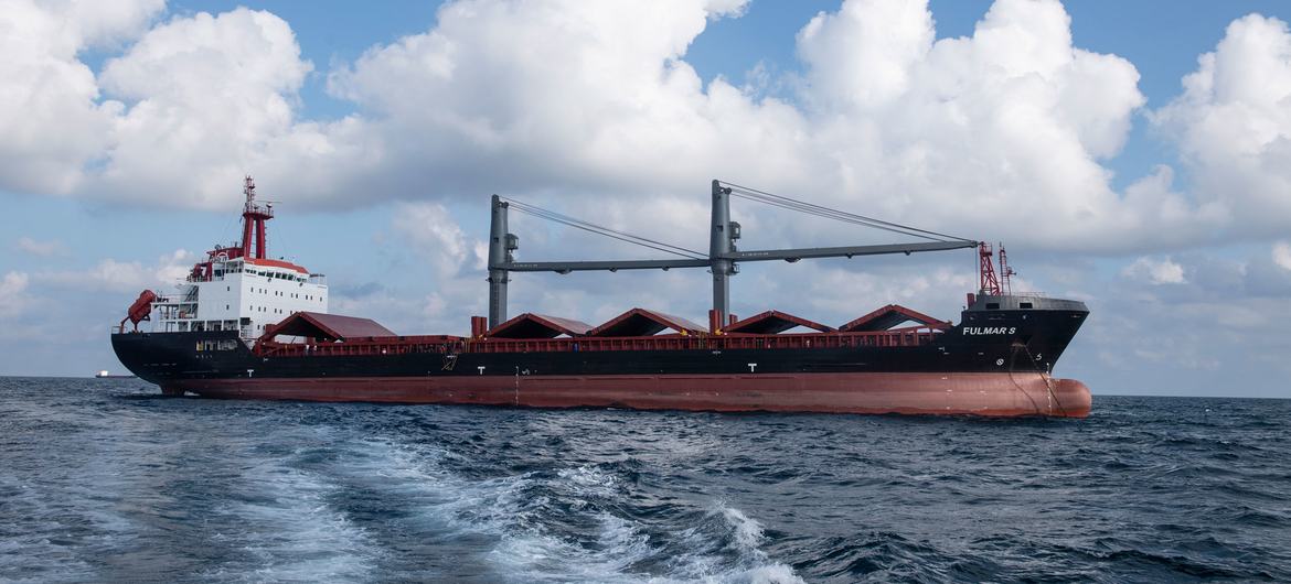 M/V Fulmar S, the first commercial grain carrier from Istanbul to Ukraine under the Black Sea Grain Initiative, is awaiting the JCC's motion, pending inspection.