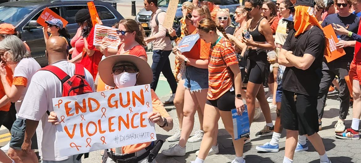 Demonstrators at the March for Our Lives rally in New York head over the Brooklyn Bridge, wielding signs against gun violence. Demonstrators at the March for Our Lives rally in New York head over the Brooklyn Bridge, wielding signs against gun violence.