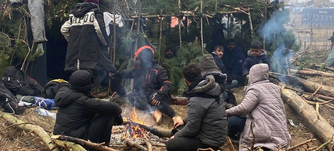 Migrants stranded in harsh conditions on the Belarus-Poland border. Migrants stranded in harsh conditions on the Belarus-Poland border.