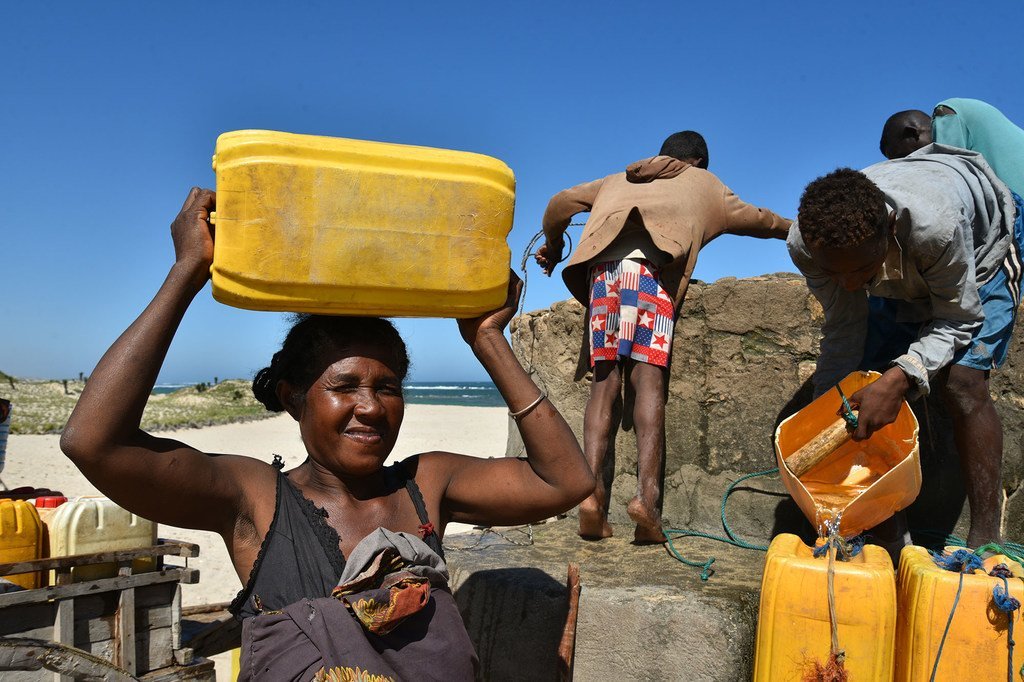 People draw water from a well built on Faux Cap's beach in Madagascar. People draw water from a well built on Faux Cap's beach in Madagascar.
