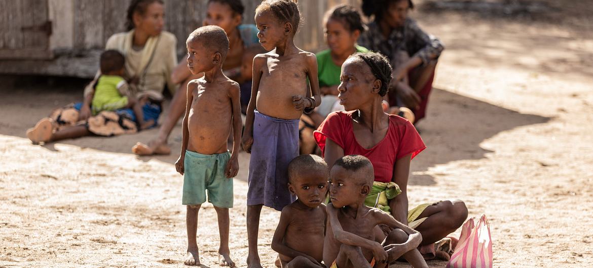 A family in Southern Madagascar suffering from malnutrition. A family in Southern Madagascar suffering from malnutrition.