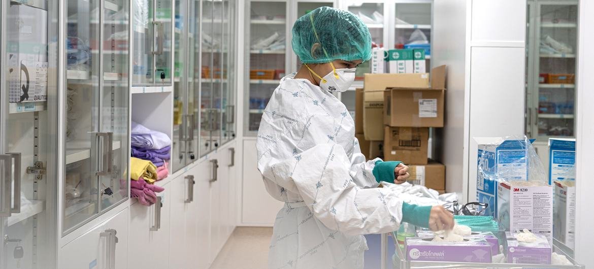 A healthcare worker at Bamrasnaradura Infectious Disease Institute in Thailand. A healthcare worker at Bamrasnaradura Infectious Disease Institute in Thailand.