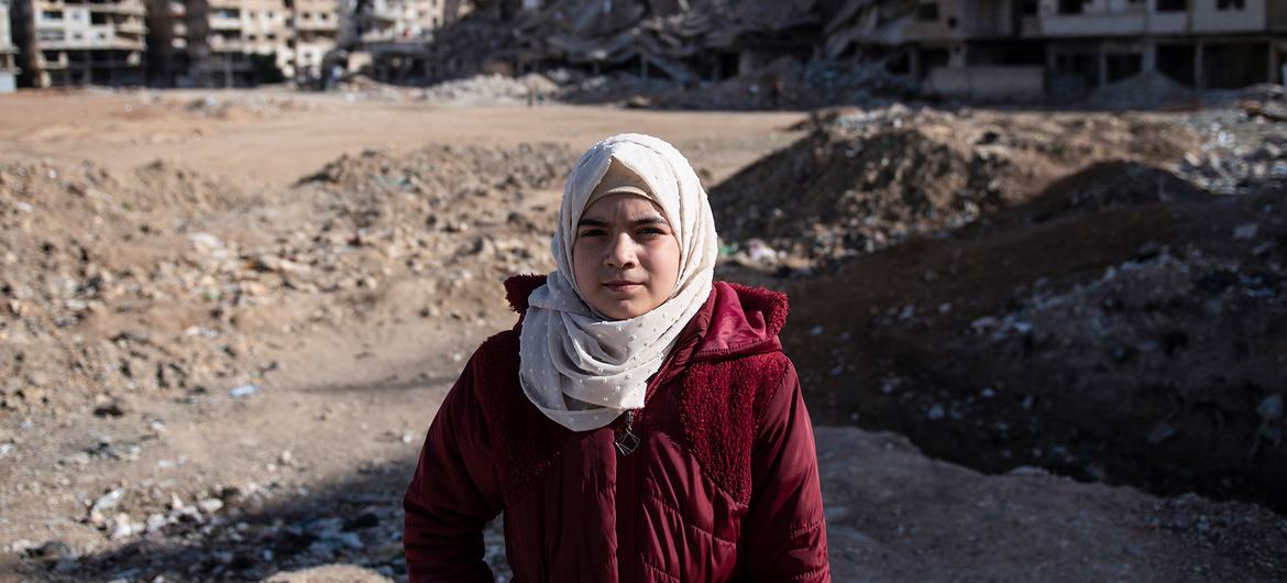 Eleven-year-old Aminah has lived through the devastating conflict in Syria, which killed her dad and eldest brother. Eleven-year-old Aminah has lived through the devastating conflict in Syria, which killed her dad and eldest brother.