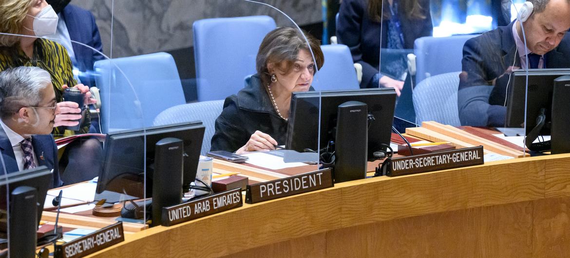 Rosemary DiCarlo, Under-Secretary-General for Political and Peacebuilding Affairs, briefs the Security Council meeting on the situation in Libya. Rosemary DiCarlo, Under-Secretary-General for Political and Peacebuilding Affairs, briefs the Security Council meeting on the situation in Libya.