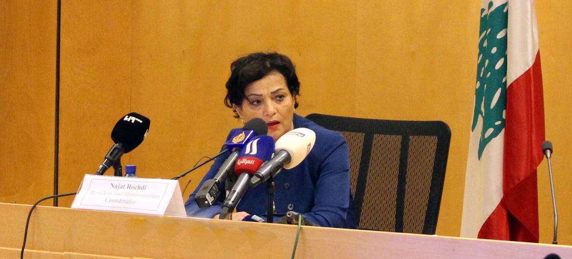 Lebanon's UN Resident and Humanitarian Coordinator, Najat Rochdi, announces at a press conference, the extension of the Emergency Response Plan (ERP). 