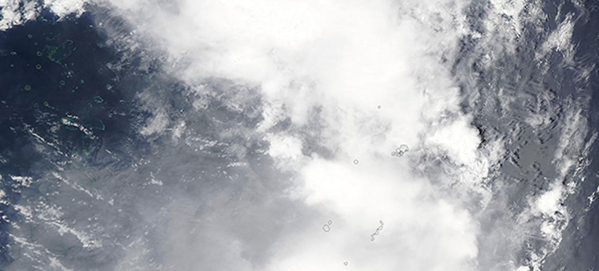 The gas, steam, and ash cloud pouring from the Hunga Tonga-Hunga Ha’pai volcano on January 13, before an eruption. The gas, steam, and ash cloud pouring from the Hunga Tonga-Hunga Ha’pai volcano on January 13, before an eruption.