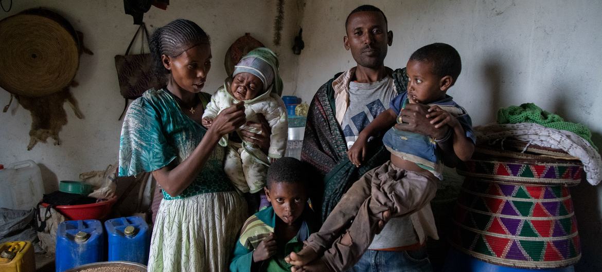 A family affected by the conflict in Tigray region, Ethiopia. A family affected by the conflict in Tigray region, Ethiopia.