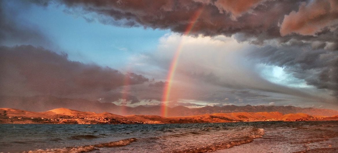 Rainbow after a storm in Croatia. Rainbow after a storm in Croatia.