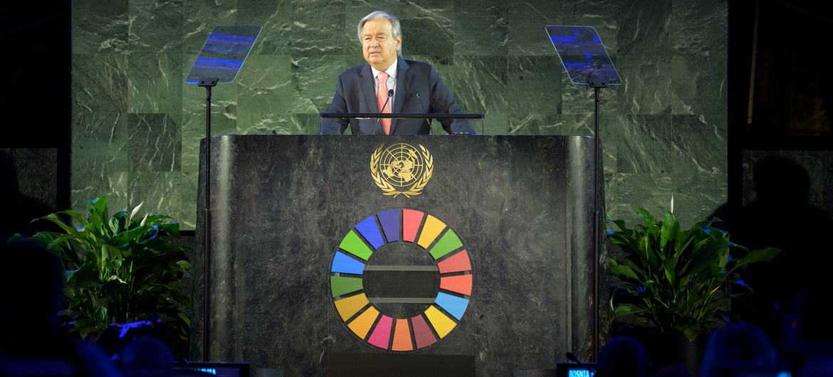 United Nations Secretary-General António Guterres speaking on the 2022 SDG Moment.