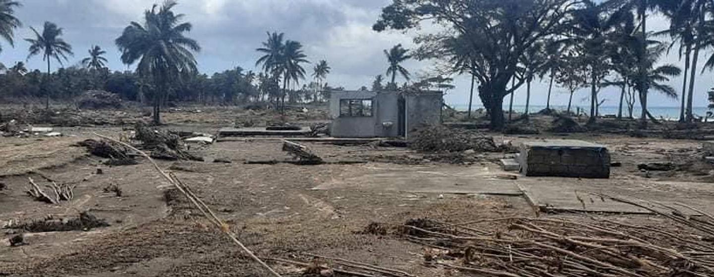 Damage caused in Tonga’s capital, Nuku’alofa, by the volcano eruption and subsequent tsunami on 15 January 2022. Damage caused in Tonga’s capital, Nuku’alofa, by the volcano eruption and subsequent tsunami on 15 January 2022.
