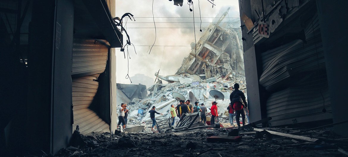 Destruction in Gaza following an Israeli strike in May 2021.