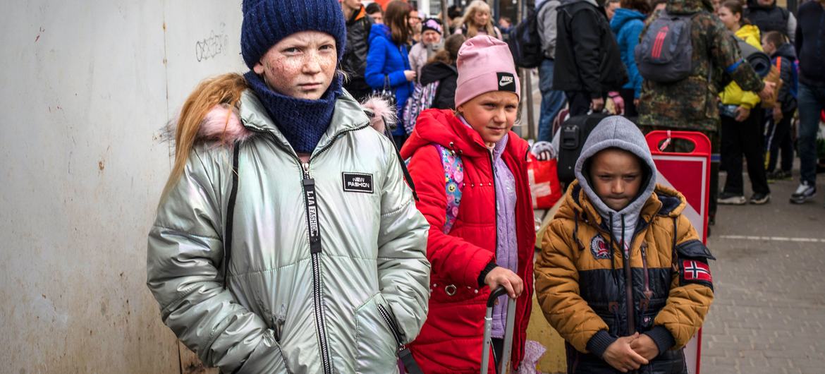 People fleeing the heavily bombed city of Mykolaiv pass through Lviv, western Ukraine, en route to Poland. People fleeing the heavily bombed city of Mykolaiv pass through Lviv, western Ukraine, en route to Poland.