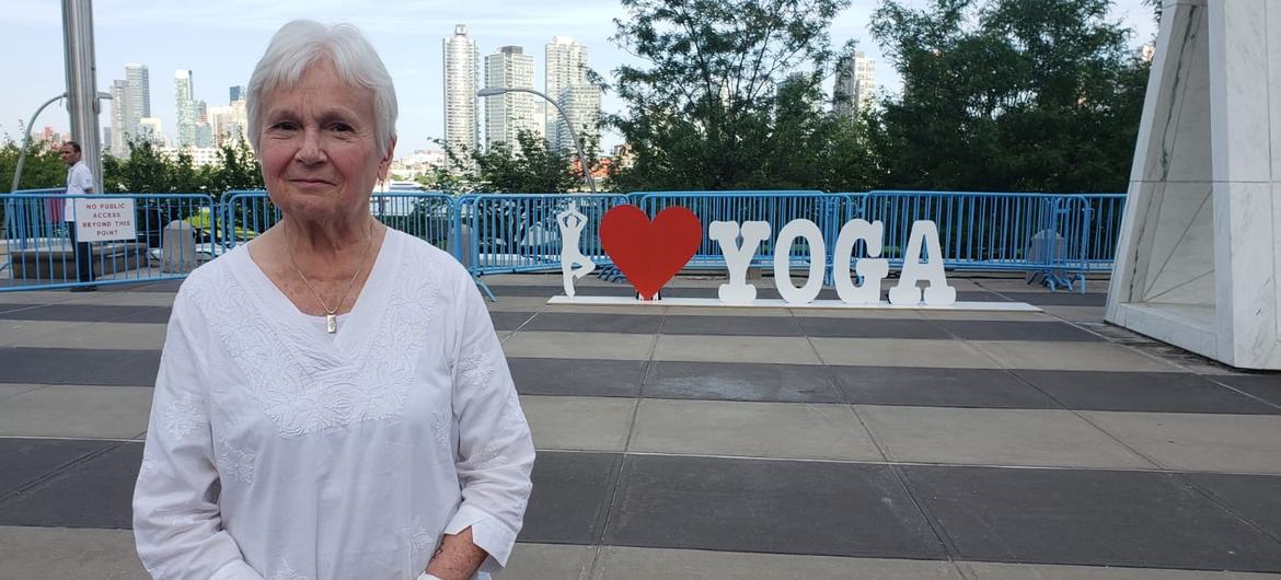 Kali Morse is an instructor at Integral Yoga Institute and led a meditation workshop during the event at UN Headquarters.