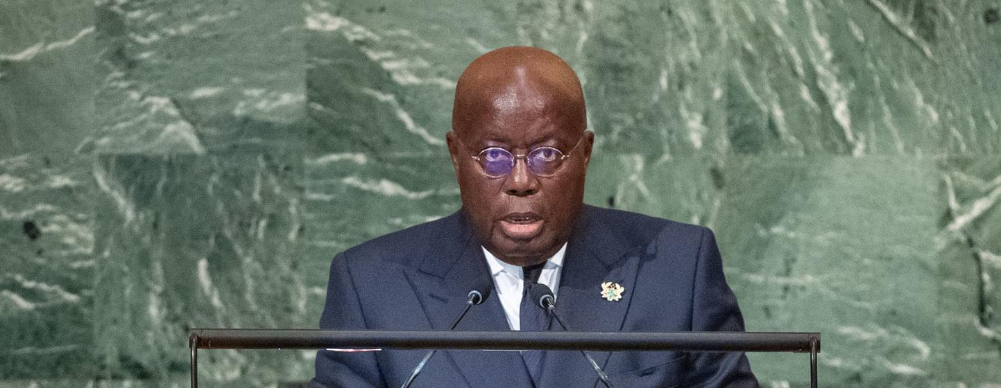 President Nana Addo Dankwa Akufo-Addo of Ghana addresses the general debate of the General Assembly’s seventy-seventh session. President Nana Addo Dankwa Akufo-Addo of Ghana addresses the general debate of the General Assembly’s seventy-seventh session.