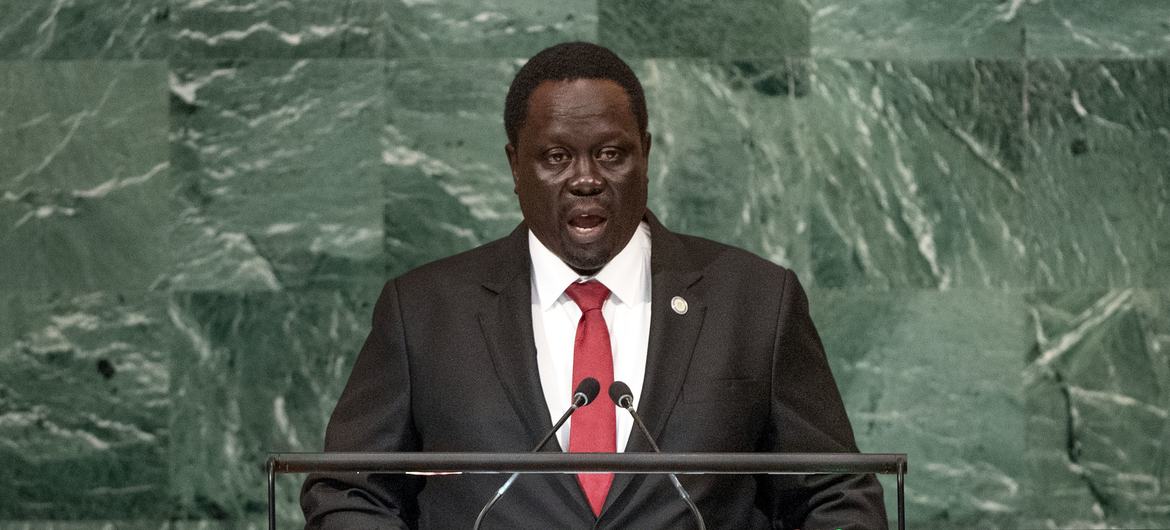 Vice President Hussein Abdelbagi Akol Agany of South Sudan addresses the general debate of the General Assembly’s seventy-seventh session. Vice President Hussein Abdelbagi Akol Agany of South Sudan addresses the general debate of the General Assembly’s seventy-seventh session.