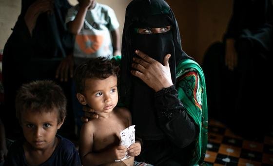 Children are treated for malnutrition at a WFP-supported mobile clinic in Lahj, Yemen. Children are treated for malnutrition at a WFP-supported mobile clinic in Lahj, Yemen.